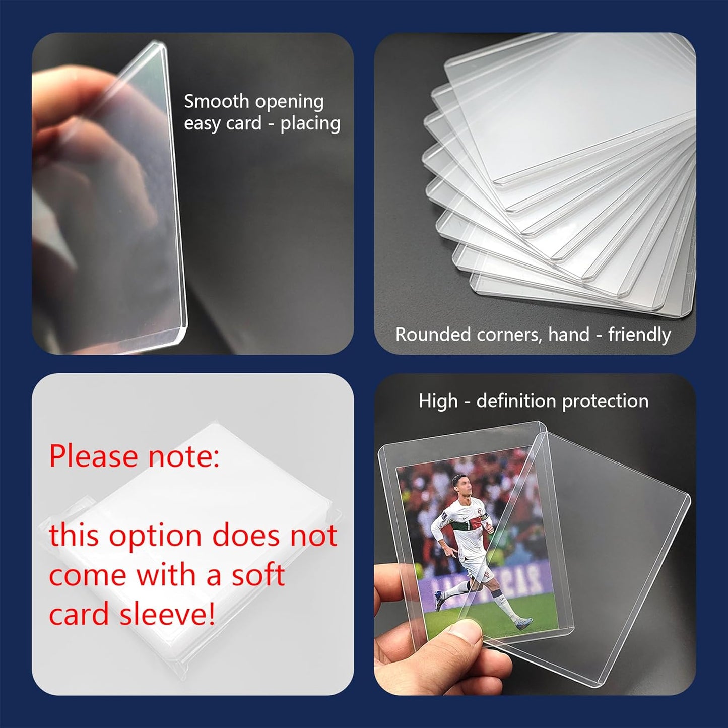 200 Card Sleeves - 3"x4" Hard Plastic Top Loaders for Cards - Trading Card Sleeve & Baseball Card Holder - Premium Topload Ablum Photocard Holder for Sports, Game & Kpop Cards (100Soft+100Hard)