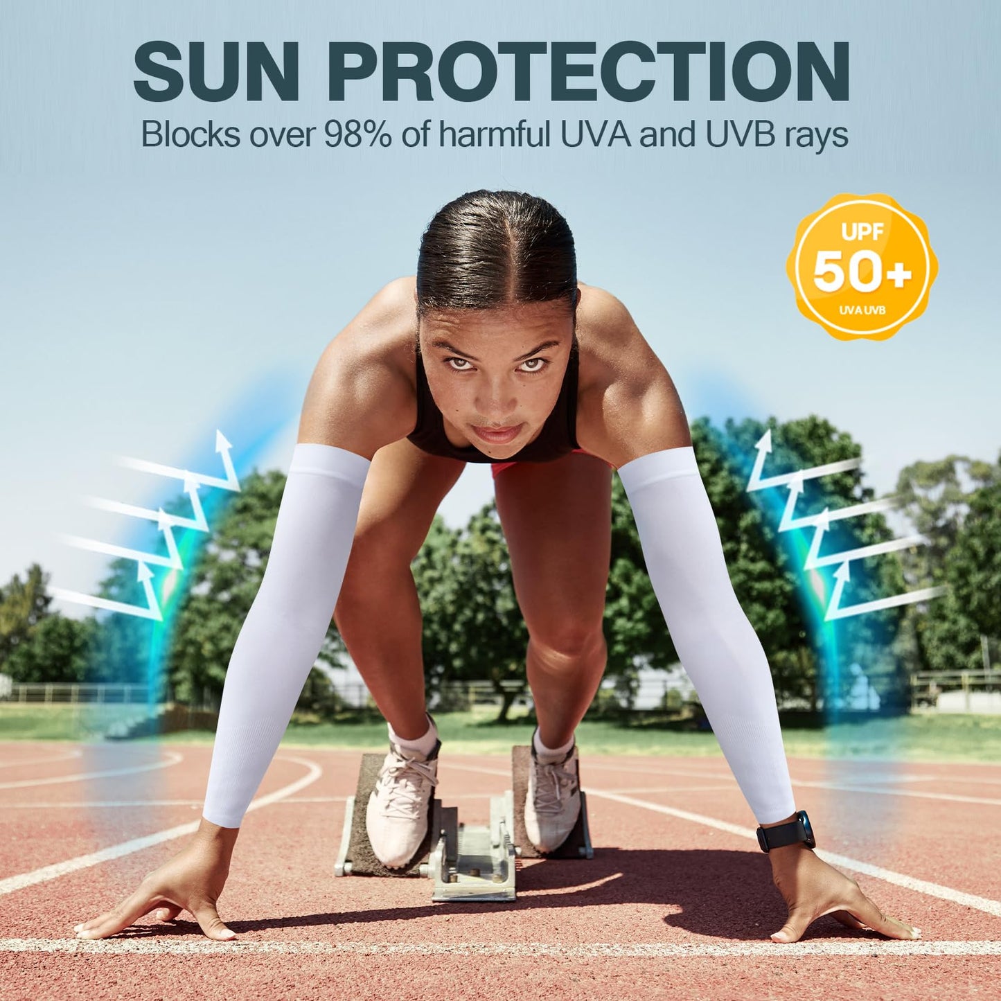 Rescoto 4 Pairs UV Protection Cooling Arm Sleeves Compression Sun Sleeves for Men Women Youth, Tattoo Cover Up, UPF 50