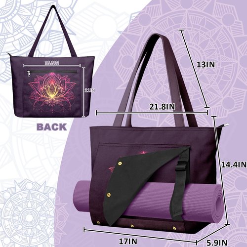 Feijiati Women's Yoga Bag with Yoga Mat Carrier - Large Mat Pocket Fitness Tote for Pilates, Gym, Travel, Office & Beach