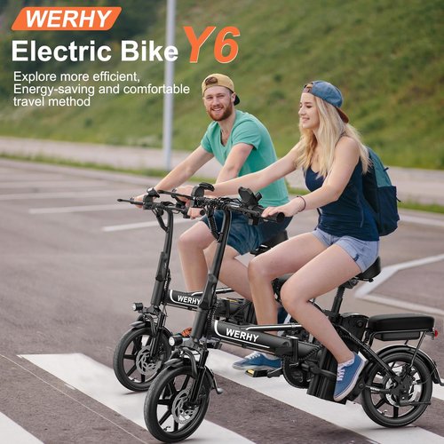 WERHY Electric Bike for Adults, 500W Motor, 22 MPH Max Speed Folding Ebike, 499.2/748.8Wh Battery, 14" Electric Bicycles, Max 35/55 Miles Range (Pedal Assist Mode), Mini E Bikes (499.2WH-22Mph)
