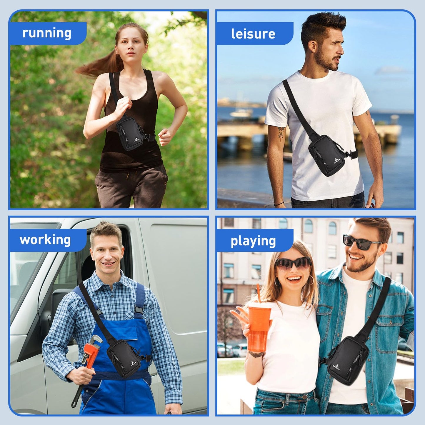 Mini Sling Bag for Men/Women, Waterproof Utility Chest Bag Crossbody Backpack for Hiking Travel Sports Running (Purple)