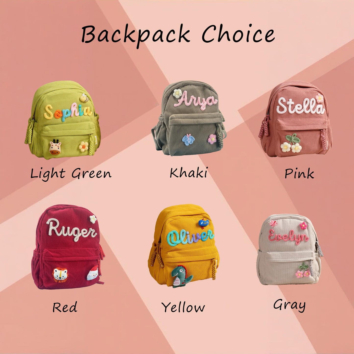 ZUNON Toddler Backpack for Girls, Personalized Corduroy Small Mini Toddler Girl, Custom Name Backpack Bookbag, School Bag for Kids Girls Boys 4-15 Years, Pink