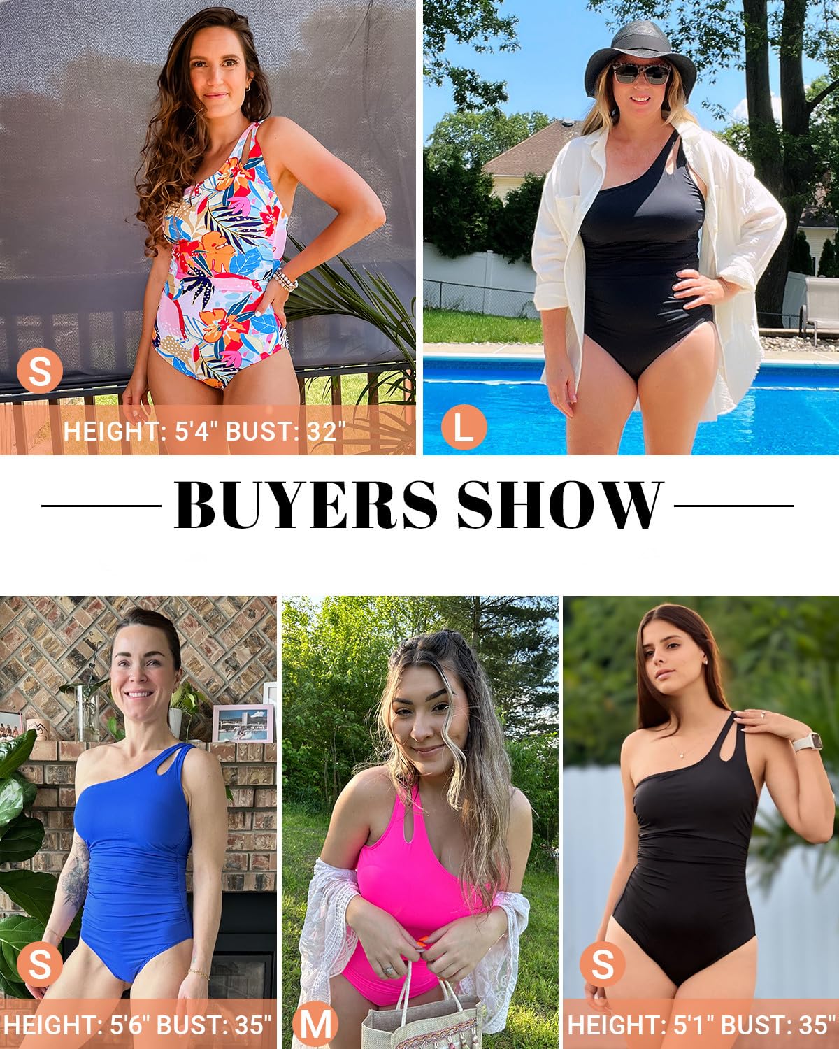 Holipick One Shoulder One Piece Swimsuit for Women Tummy Control Bathing Suits Modest Full Coverage Keyhole Swimwear Black