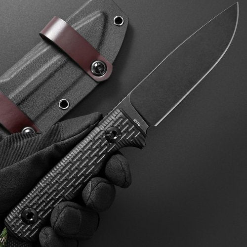 Gtkii GTK37 Fixed Blade Knife K110 Steel Blade Full Tang Nylon Fiberglass Handle Compact EDC Fix Knifes for Outdoor Camping Survival(Black)