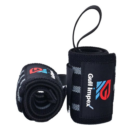 GULL IMPEX Cotton Wrist Wraps ??20??Heavy-Duty Wrist Support with GREY Stripes for Powerlifting, Weightlifting, CrossFit, and Strength Training ??Superior Comfort for Men & Women