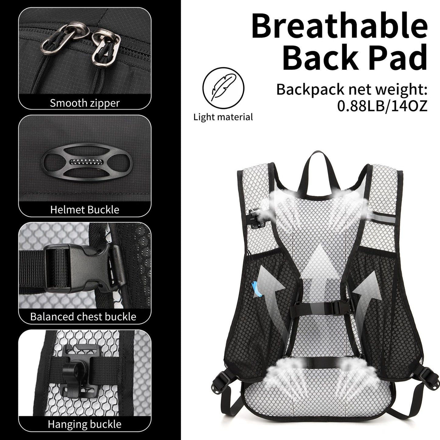 Hydration Backpack, Running Water Backpack with 2L Bladder, Hydro Water Daypack for Men Women Cycling Hiking Rave