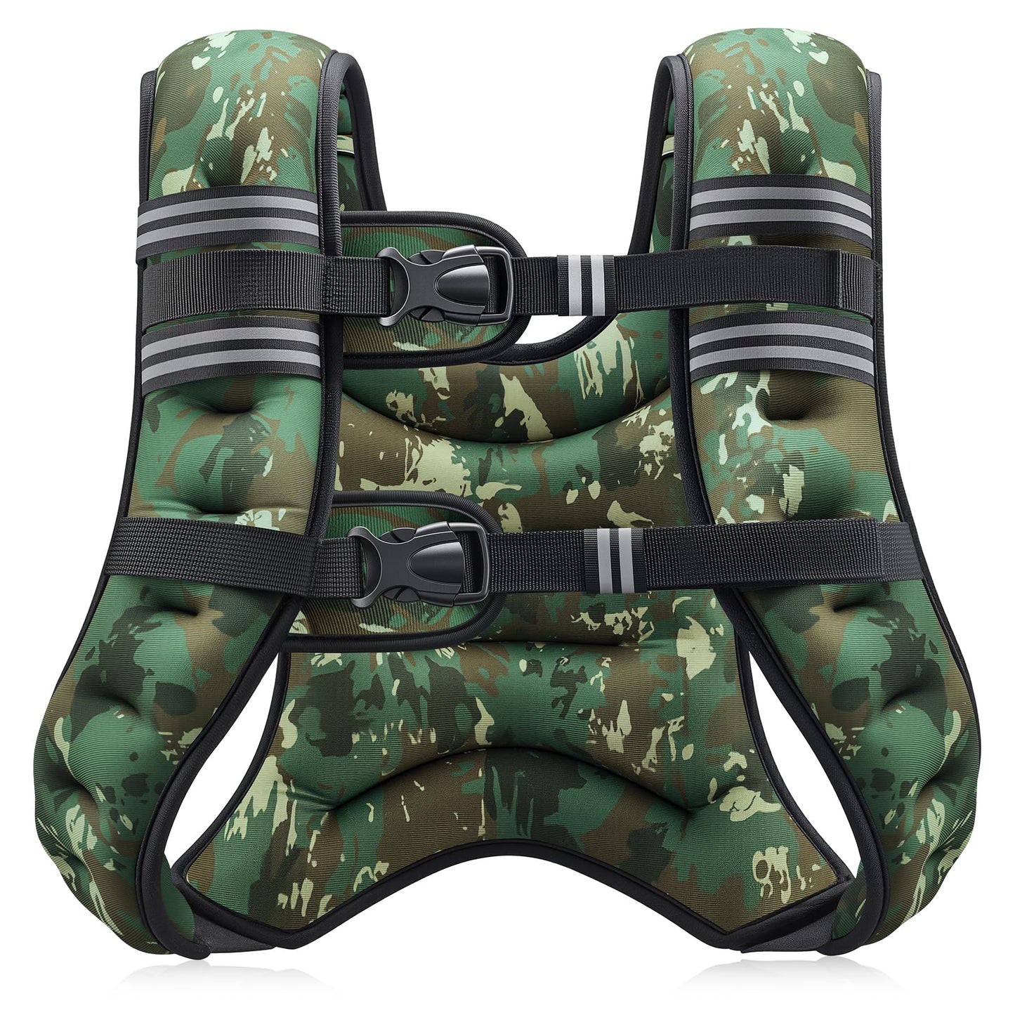 ZELUS Weighted Vest, 6lb/8lb/12lb/16lb/20lb/25lb/30lb Weight Vest for Men Women with Storage Pocket Reflective Strips for Workout Strength Training Running Muscle Building, Green Camo (30 lb)