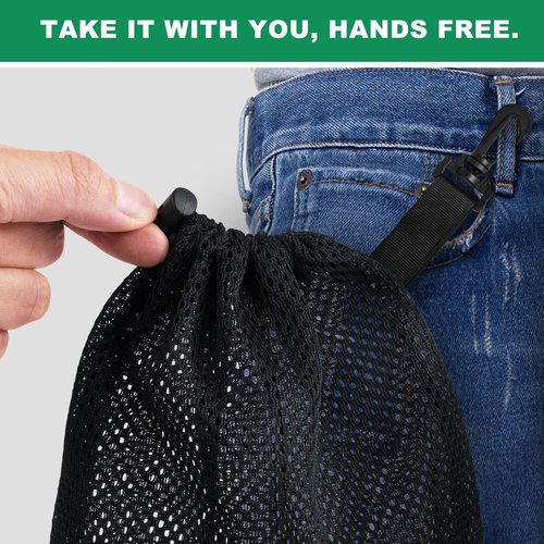 Riuog 10 PCS With Clips Mesh Drawstring Bags, Portable Nylon Storage Bags for toy,Sports Storage,Outdoor activities etc. (7.9x11.8in)