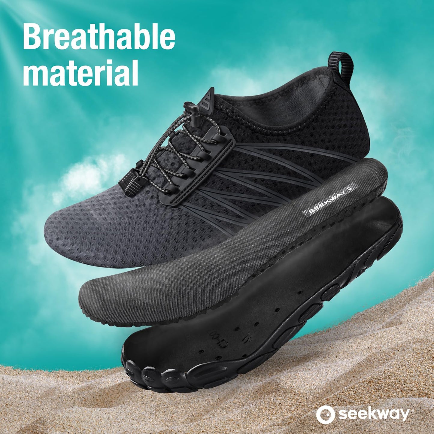 SEEKWAY Water Shoes for Women Adult Quick-Dry Aqua Sock Barefoot Men for Beach Swim River Pool Lake Hiking Kayaking Surfing Gradient Dark Grey