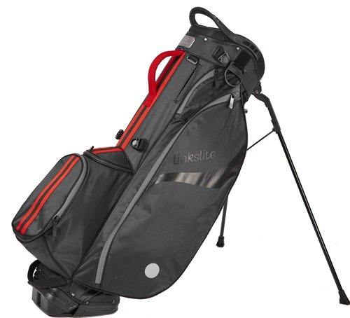 Linkslite, The Explorer Golf Stand Bag – Ultra Lightweight (4.5 lbs) 100% Waterproof 5-Way Top w/Full Dividers 6-Pockets (1 Magnetic) Dual Strap Free Golf Towel Black