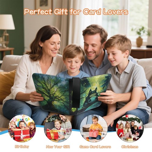 4 Pocket Card Binder, Trading Card Binder Fits 400 Cards with 50 Removable Sleeves, Waterproof Card Holder Album for MTG, TCG, Game Cards & Baseball Sports Cards, Collectors Boys Girls Gift