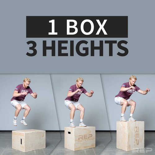 Rep 3 in 1 Wood Plyometric Box for Jump Training and Conditioning 30/24/20