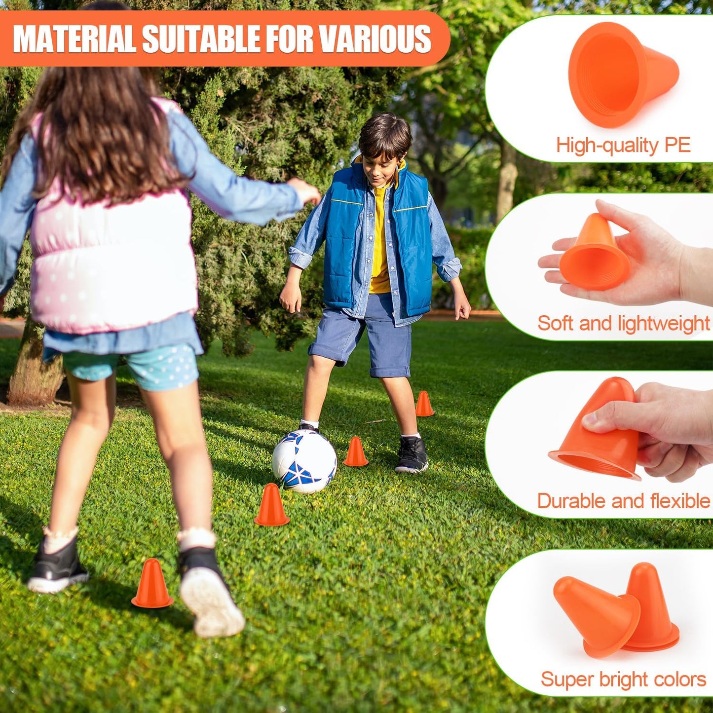 20pcs Soccer Cones, 3.15 Inch Mini Practice Cones Sports Cones Field Markers Cones Basketball Cones Training Cones for Outdoor Indoor Basketball Football Footwork Training