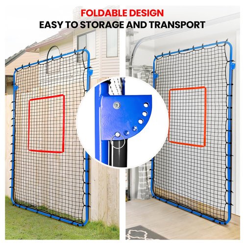 FITPLAY 7x4FT Volleyball Rebounder Net, 5-Angle Adjustable Volleyball Bounce Back Training Equipment with Steel Frame & PE Net for Volleying,Spiking,Bumping,Includes Ground Stakes & Carry Bag