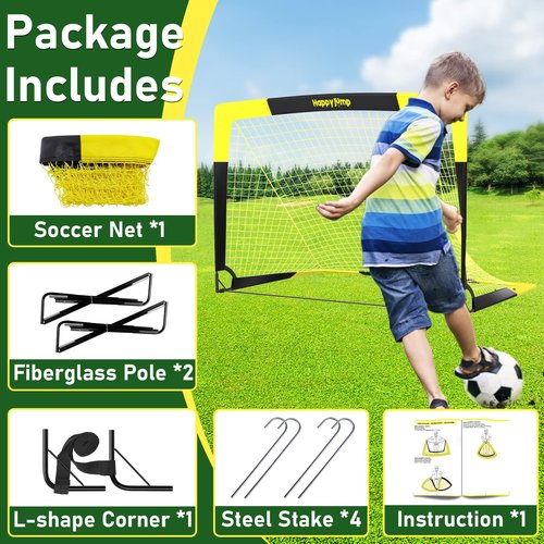 Happy Jump Soccer Goal Pop Up Foldable Soccer Net for Backyard 5'x3.6', 1 Pack