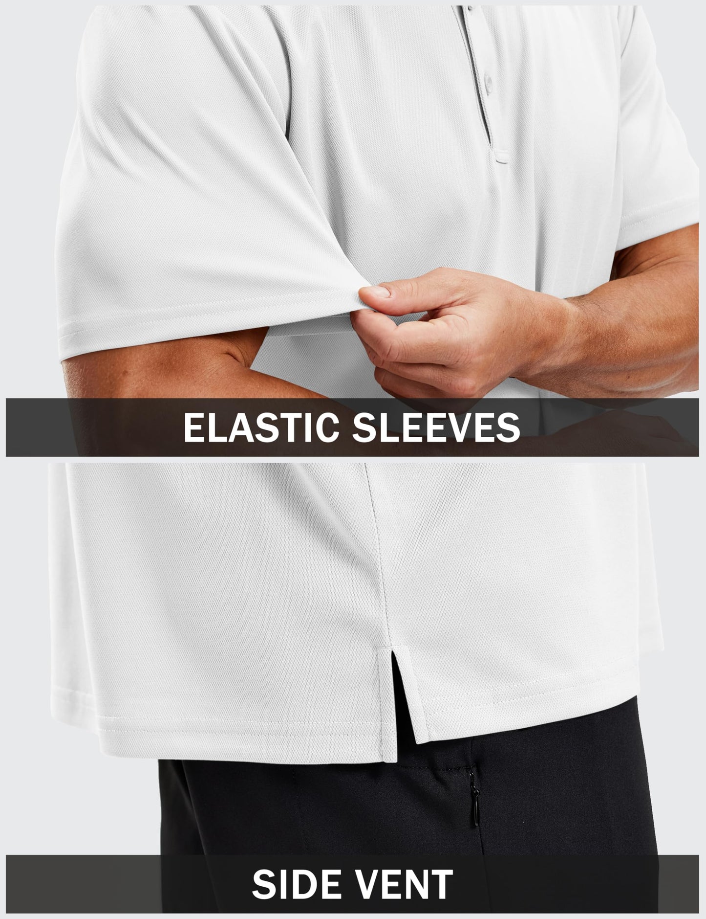 TACVASEN Mens Polo Shirts Short Sleeve Dry Fit Performance Breathable Golf Shirt with Collar Tennis Casual Business Work White, XL