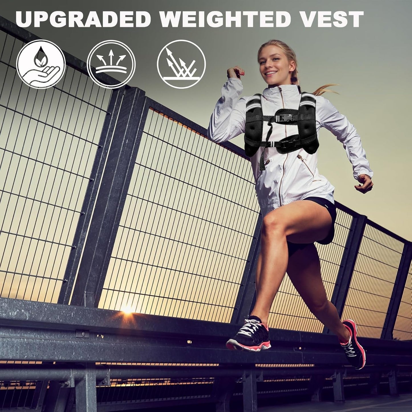 Weighted Vest Weighed Vest Women Men Kids, 16lb Body Weight Vest with Reflective Stripe, Adjustable Weighted Vest for Strength Training, Running, Walking, Workout, Jogging