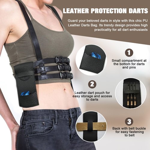 Eastrpupira Pu Leather Darts Bag, Target Dart Case, Dartboard Storage Bag Accessories Organizer for Home, Traveling, Outdoor