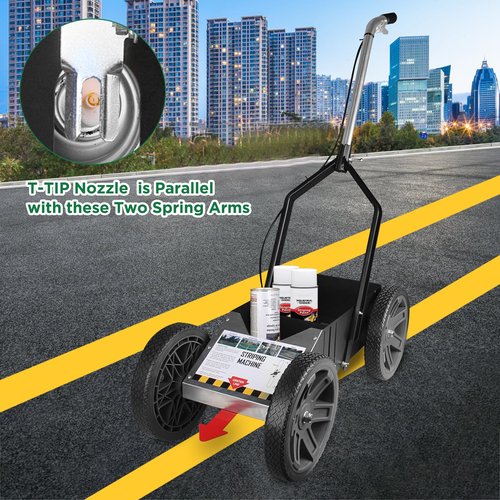 Lbraxyi High-Performance Striping Line Marking Machine, Athletic Field Striping Machine, Parking Lot Striping Machine, Work with Inverted Striping Spray Paint, Black