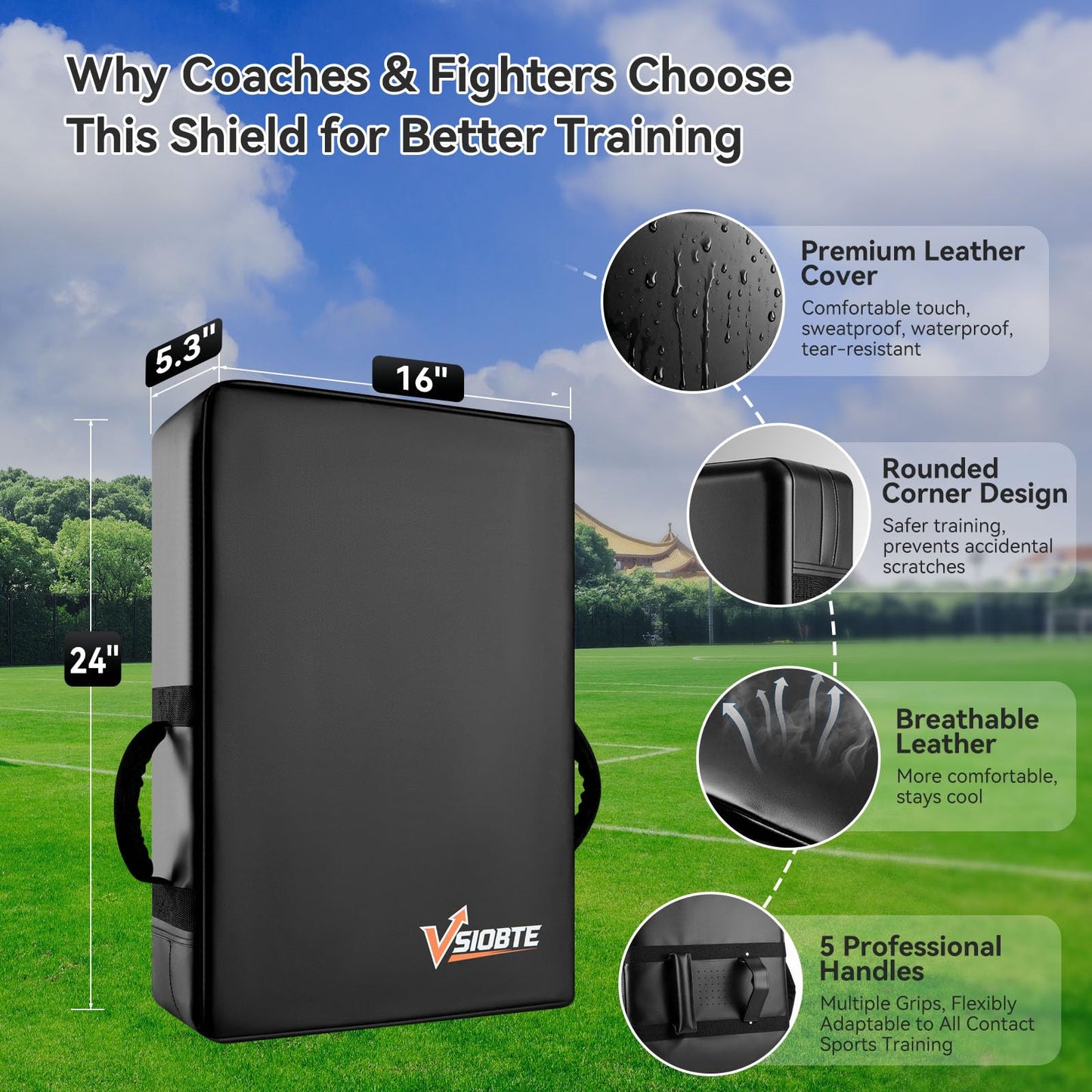 VSIOBTE 24"x16" Professional Blocking Pad – Denser Softer Foam Kick Pad, Tackle Dummy, Hitting Shield for Football, Basketball, Martial Arts, Hockey & Contact Drills