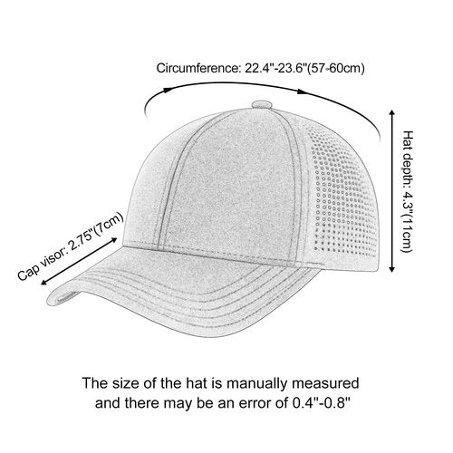 BOTVELA Men Structured Baseball Cap Side Laser Cut Vented Performance Hat for Outdoor Activities (Black)