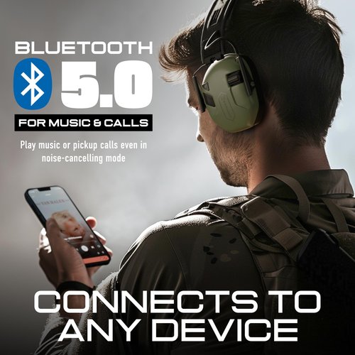 EARMOR M300T Electronic Hearing Protection with Bluetooth Shooting Earmuffs Noise Reduction for Hunting Shooting, SNR 29dB Dynamic Noise Control, Black