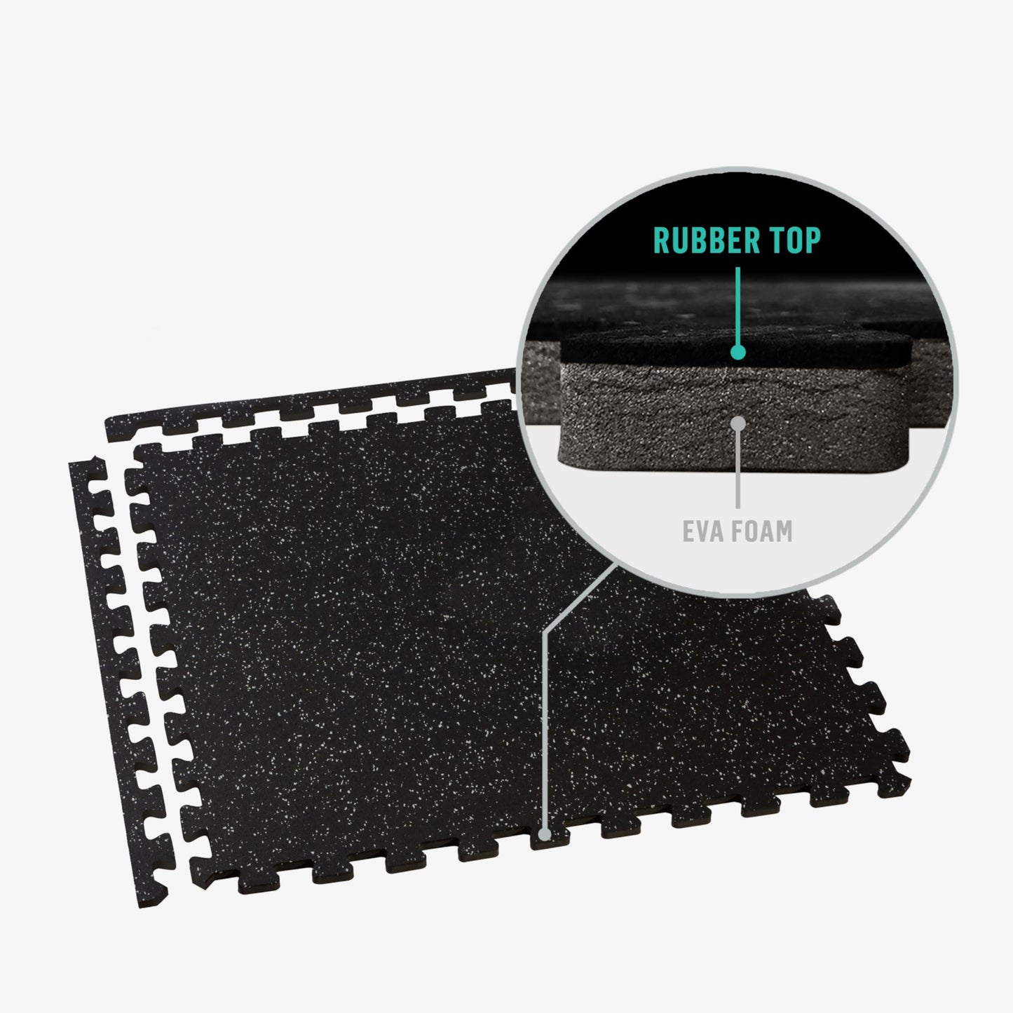 We Sell Mats 3/8-Inch Thick Interlocking Foam Tiles with Rubber Top - Personal Fitness Mat, EVA Foam Puzzle Floor Tiles, For Home Gym Workouts, 24 in x 24 in