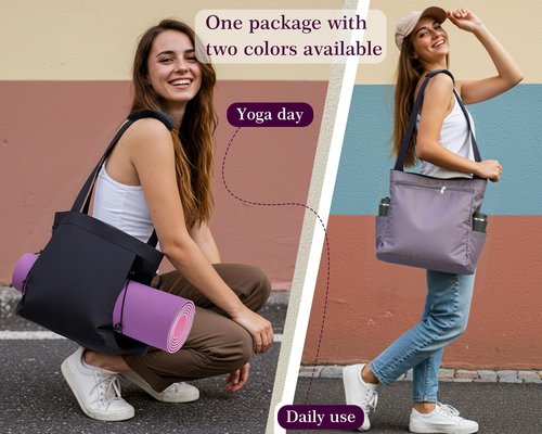 Hiolpen Yoga Bag for Women Large Gym Bag Fit All Your Stuff,Workout Bag with Compartments Pilates Bag,Suitable for Gym Yoga Pilates Travel,Waterproof Yoga Mat Bag, Black Grey Yoga Mat Bag with Pockets