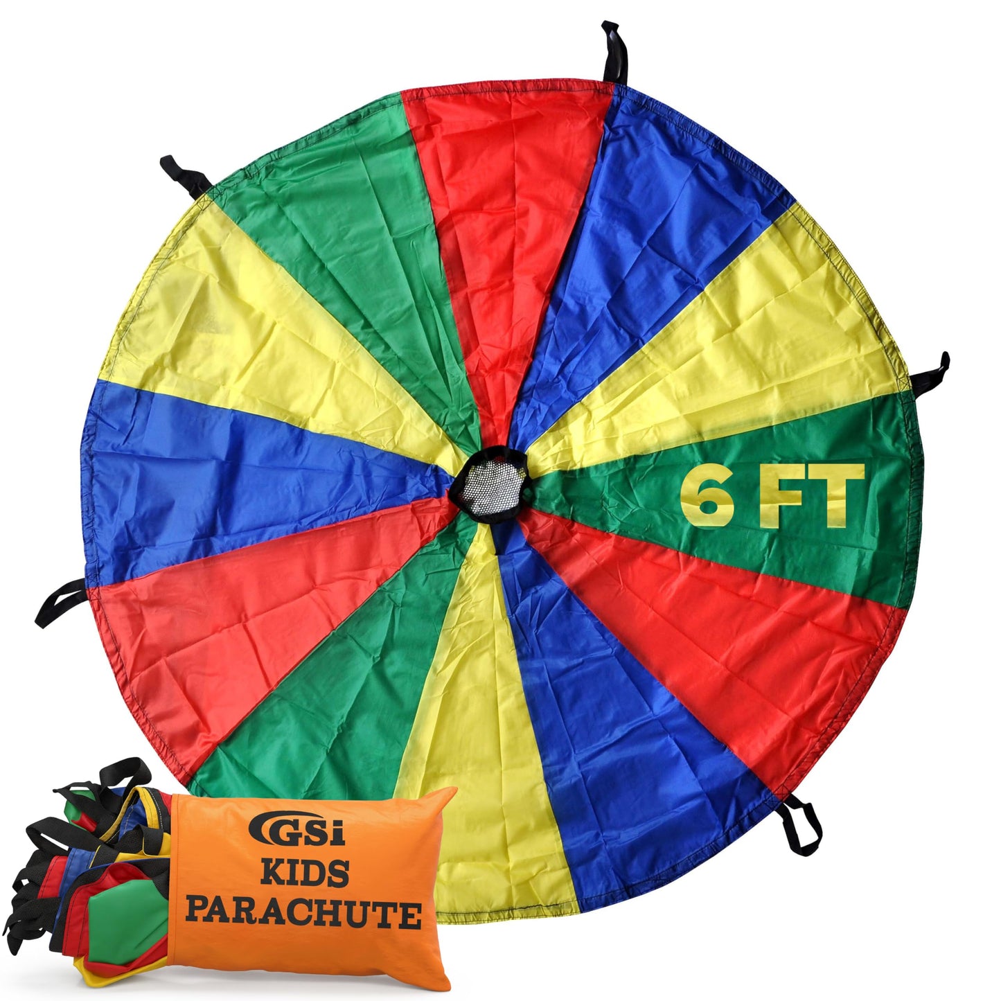 GSi Kids Play Parachute Rainbow Parachute Toy Tent Game for Children Gymnastics Cooperative Play and Outdoor Playground Activities