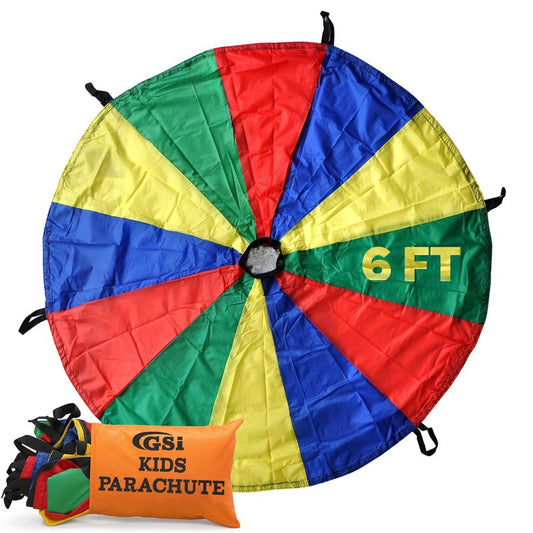GSi Kids Play Parachute Rainbow Parachute Toy Tent Game for Children Gymnastics Cooperative Play and Outdoor Playground Activities