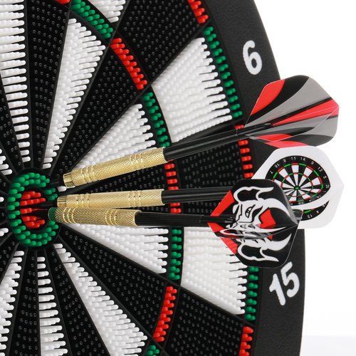 Soulchen 153 Pcs Dartboard Sets -1 Soft Tip Dartboard 12 Soft Tip Darts 100 Extra Dart Tips 18 Tails 2 Flight Protectors 20 Rubber Rings for Indoor Game Party Games Birthday Gifts