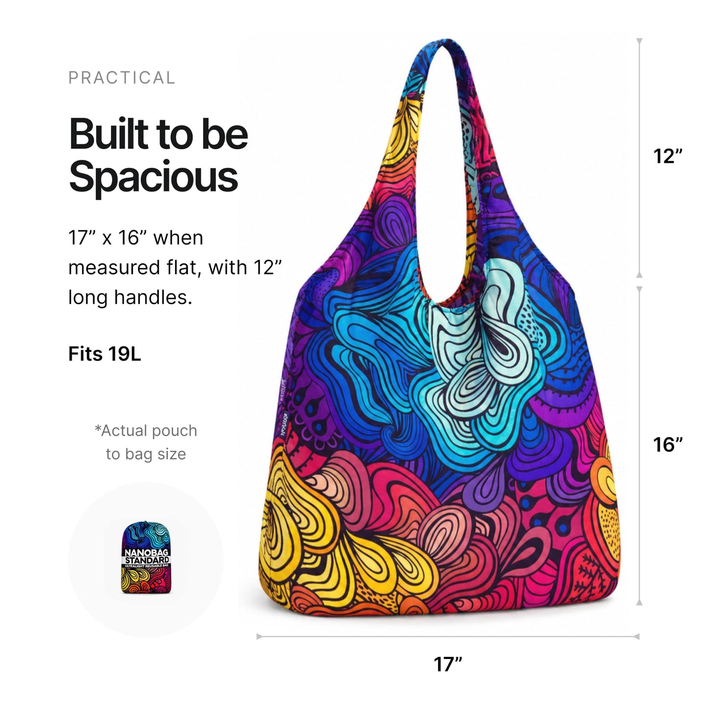 Nanobag Standard Tote 19L Foldable Packable Reusable Grocery Shopping Bag