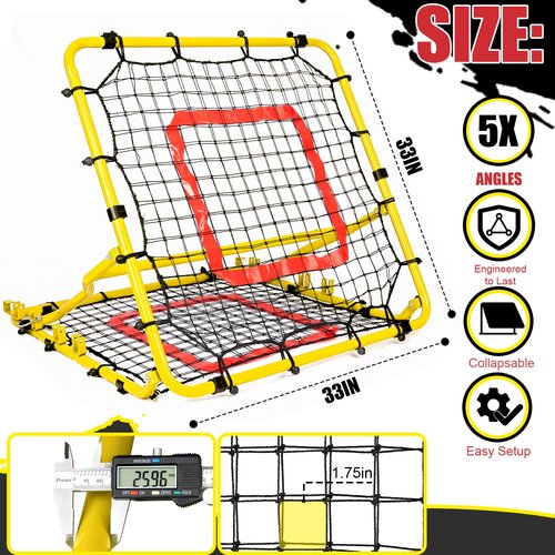 Storgem Baseball Softball Rebounder Net, Pitch Back Rebound Net,Soccer Rebound Net, Fielding Rebounder,Double Sided Adjustable Multi-Sports Pitching Rebound Net for Throwing Practice