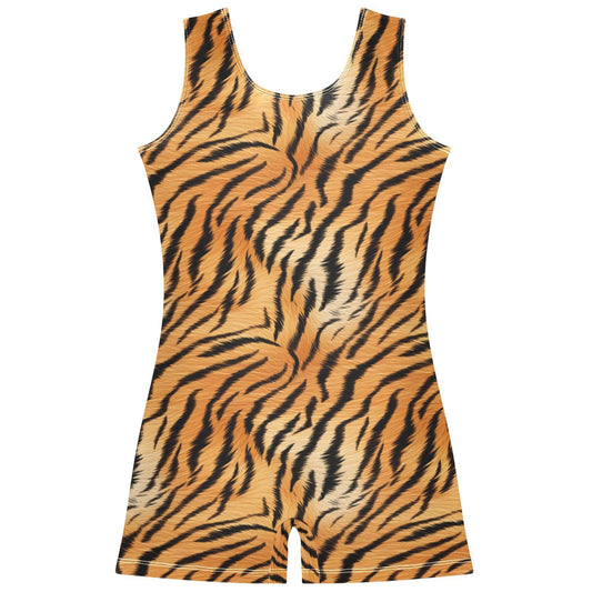 AMmao Gymnastics Leotards for Girls Tiger Skin Texture Dance Unitards with Shorts Tumbling Active Biketards Outfits for Toddler Kids 5-6 T