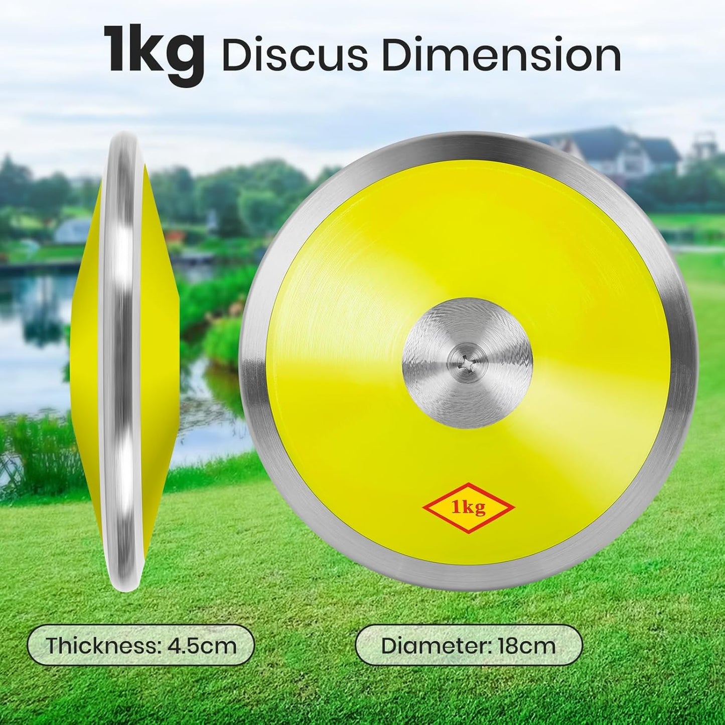 2 Pcs Sports Training Discus for School Track and Field, 1kg Nylon Discus with Steel Rim and Center, Men Women Discuses for Outdoor Practice Throwing