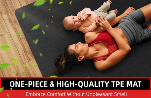 GymCope Large Yoga Mat 6'x4', Extra Thick Exercise Mat 6/8/10/12mm, Double Wide Workout Mat for Home Gym Flooring, Oversized XL Fitness Matt, Pilates, Weight Lifting, Stretch, Wrestling