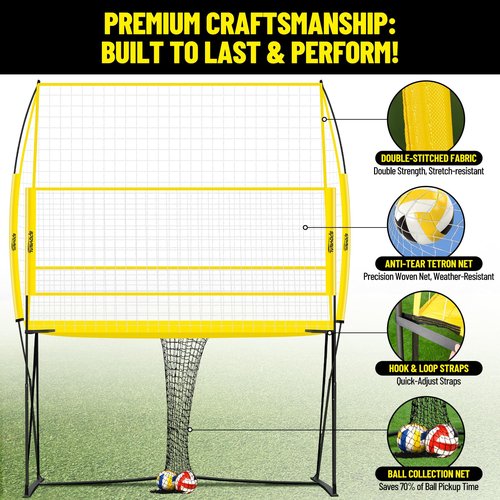 Volleyball Training Equipment, Adjustable Height Volleyball Net for Backyard Training - Portable Outdoor Practice Set with Durable Net & Tool-Free Setup for Serving, Hitting, and Spiking Practice