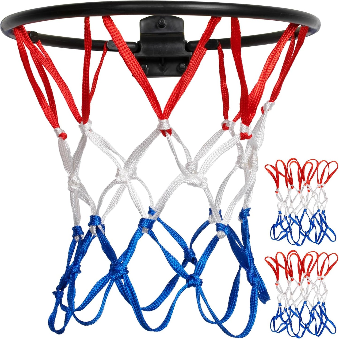 2 Pack Mini Basketball Net Replacement,8 Loops Indoor Outdoor Nets,Suitable for Doors and Walls