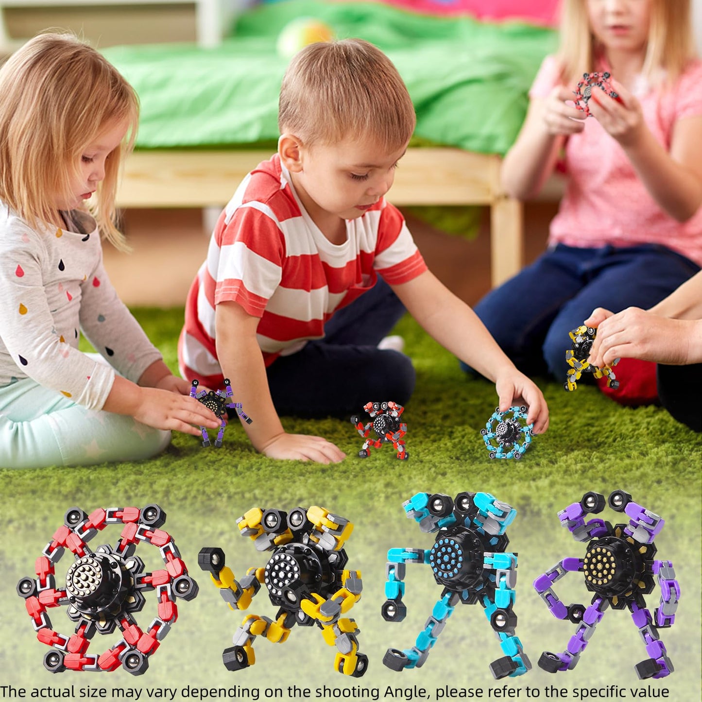 Gokeey Transformable Fidget Spinners Toys 4 Pcs for Kids and Adults Stress Relief Sensory Toys for Boys and Girls Age 8-13 Fingertip Gyros Party Favors Birthday Gifts for Teens Road Trip Travel Toy