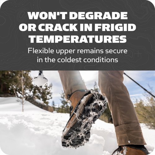 Yaktrax Adventure Grip Crampons- Durable Winter Traction Device with Stainless Steel Spikes for Ice and Snow, Flexible Rubber Upper, Fits Various Footwear, Ideal for Hiking and Mountaineering