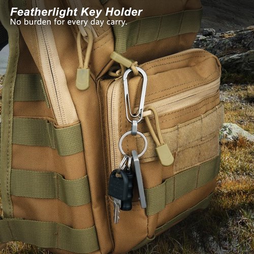 PJYTAC Carabiner Keychain Clip for Keys, 2 Inch Small Titanium Carabiner Heavy Duty Key Holder Clip with Key Ring, Quick Release, Anti-Lost, Llaveros para Hombres -1 Pack