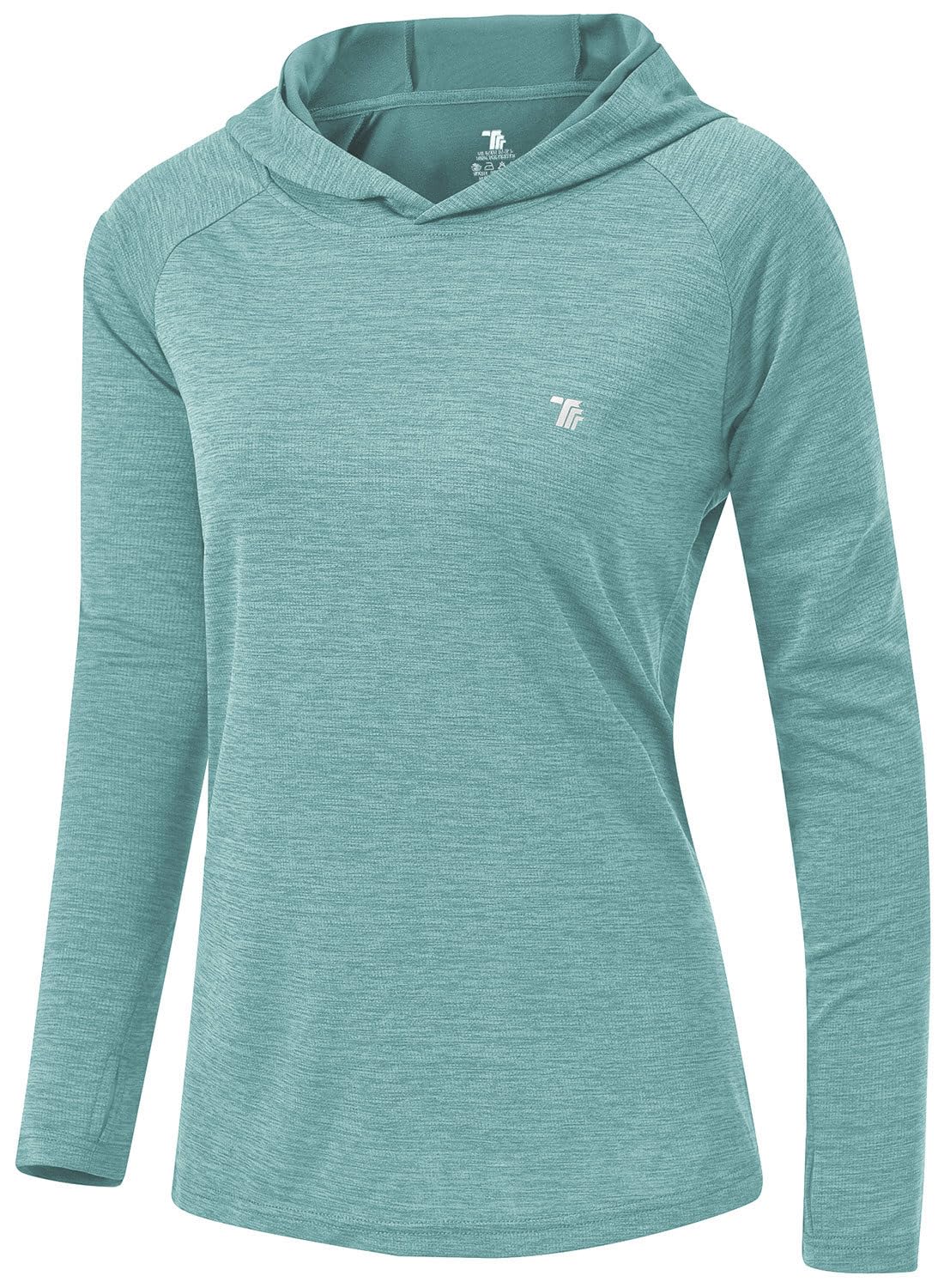 TBMPOY Womens UPF 50+ Sun Protection Hoodie Shirt Long Sleeve Fishing Hiking Outdoor UV Shirt Lightweight Light Cyan L