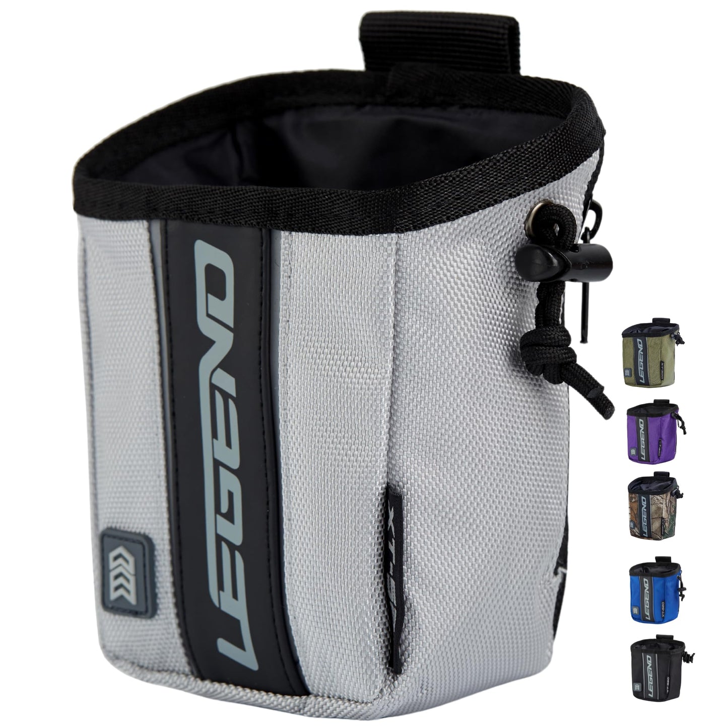LEGEND XT520 Quick Release Pouch & Finger Tab Bag - Interior Divider for Better Organization & Storage of Release Aids - Attaches to Standard 2" Belt - Quick Drawstring Closure (Grey)