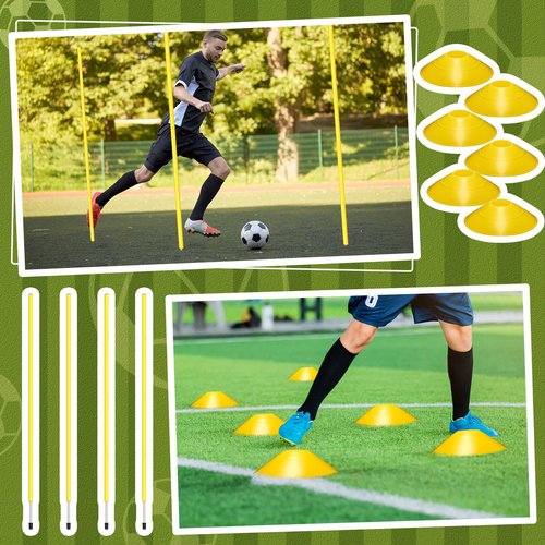 JellyArch Agility Training Equipment Soccer Speed Training Includes 4 Adjustable Soccer Agility Poles 4 Agility Hurdles 6 Soccer Cones for Youth Adults Athletes Football Soccer Training (Yellow)
