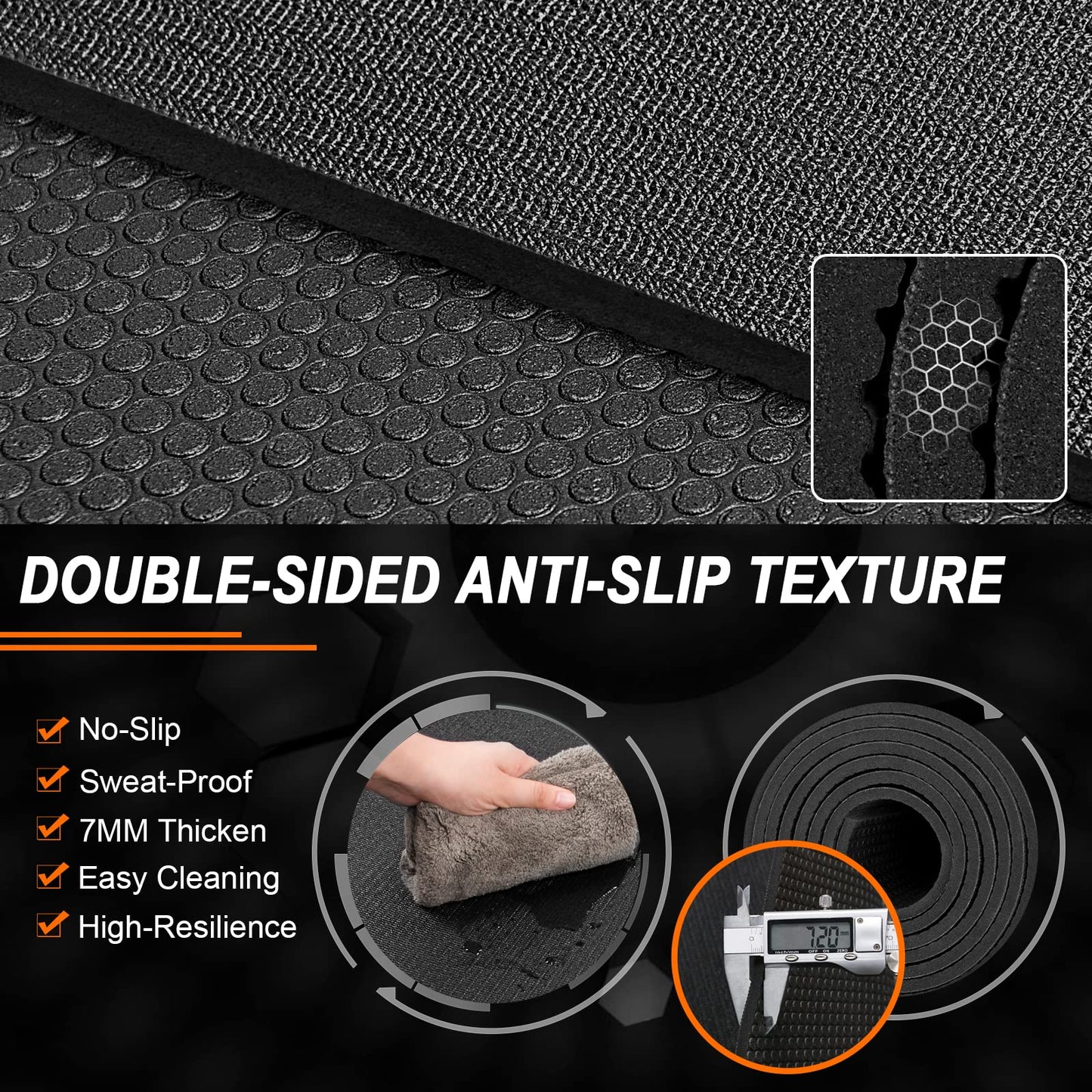 Large Exercise Mat 8'x5'|12'x6' Workout Mat for Home Gym Mats Exercise Heavy Duty Gym Flooring Fitness Mat Large Yoga Mat Cardio Mat for Weightlifting, Jump Rope, MMA, Shoe-Friendly (Black6'x4')