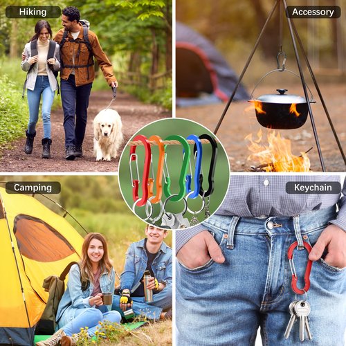 sprookber 2" Small Carabiner Clip, D Ring Caribeener, Spring Snap Hook for Keychain Multipurpose, Set of 20(Multicolor)