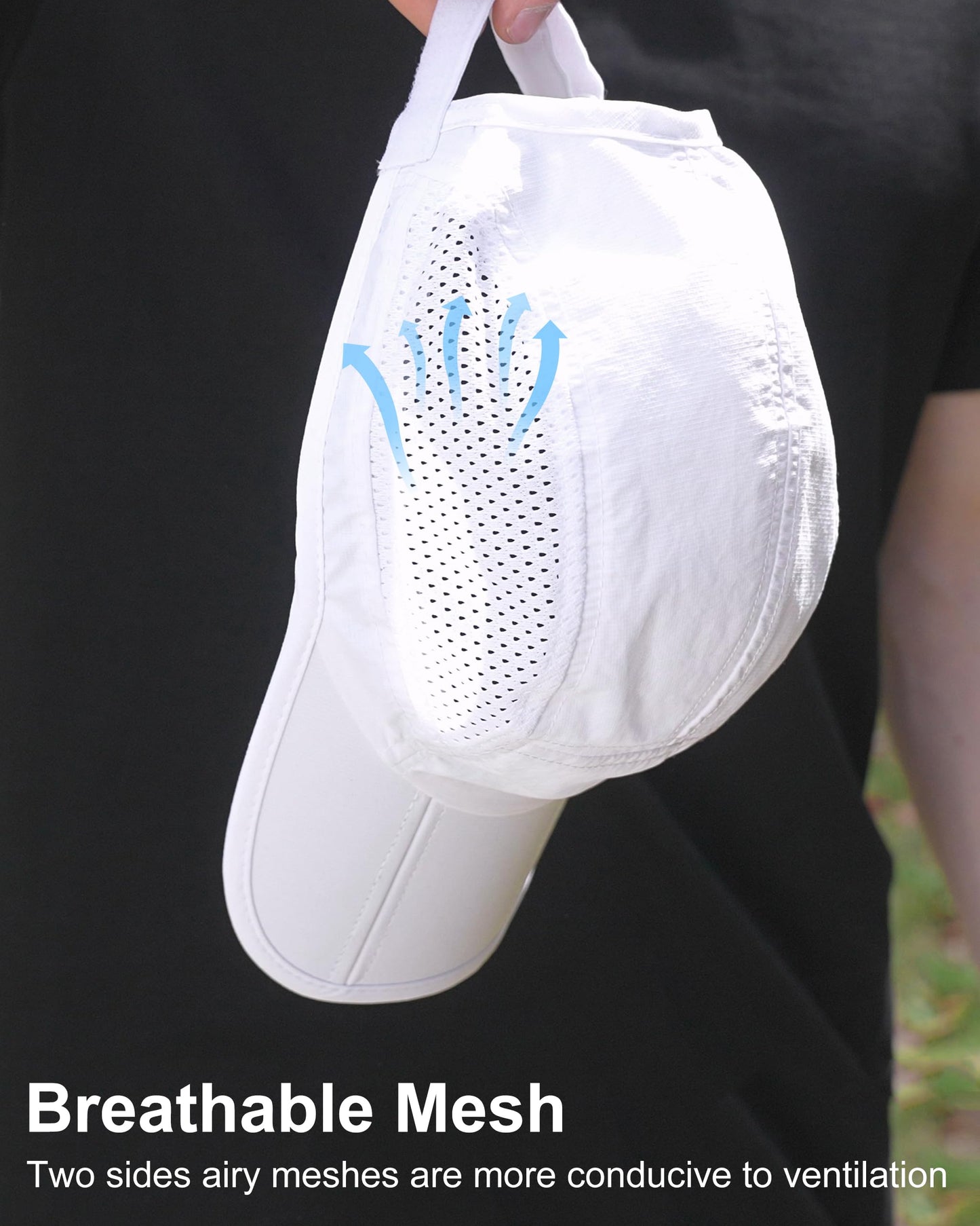 GADIEMKENSD Men Outdoor Hat Reflective Folding Running Sport Hats Summer Cool UPF 50 Sun Unstructured Baseball Caps for Men Women Breathable Light Quick Dry Travel Golf Hat White