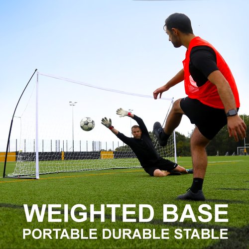QUICKPLAY Kickster Elite Soccer Goal 12x6' | Ultra Portable Indoor & Outdoor Football Goal Features Weighted Base [Single Goal]