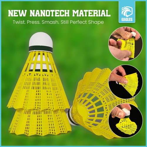 Badminton Birdies - Nylon Bedminton Shuttlecocks for Baseball/Softball Batting Training - Shuttle Balls for Indoor and Outdoor Matches ~ Highly Stable & Durable Plastic badmington Birdie Ball set