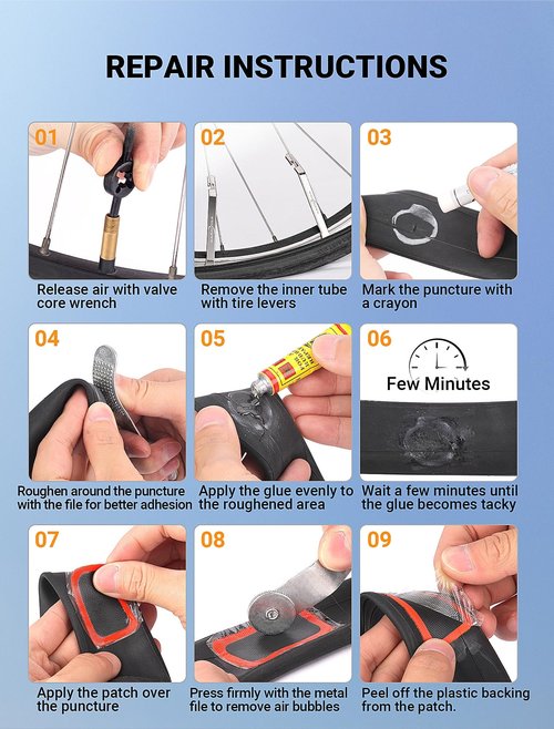 SARDVISA 40 PCS Bike Tire Repair Kit, Bicycle Inner Tube Puncture Patch Kit with 30 PCS Vulcanizing Patches & 3 PCS Stainless Steel Tire Levers, Portable Bike Tire Patch Kit for Mountain and Road Bike